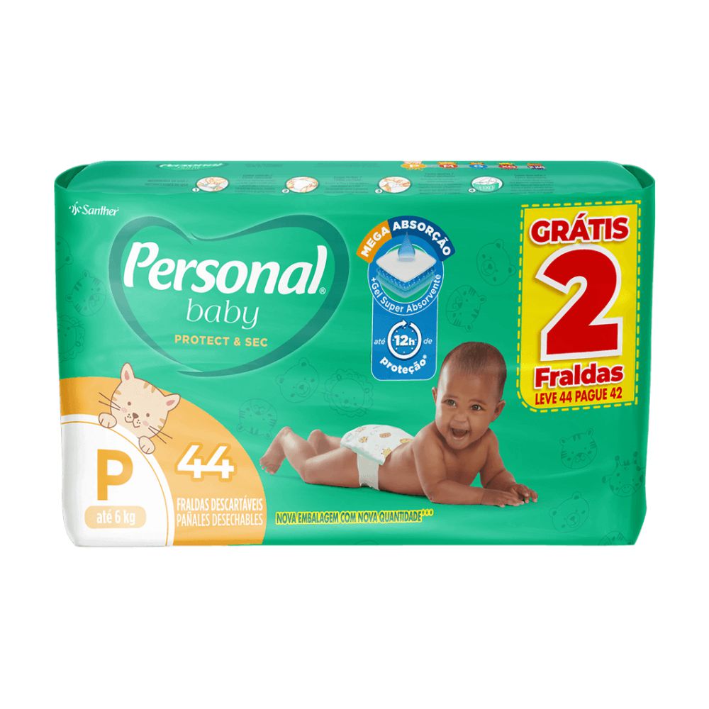Fralda Personal Baby Mega - Tamanho P c/44 unidades