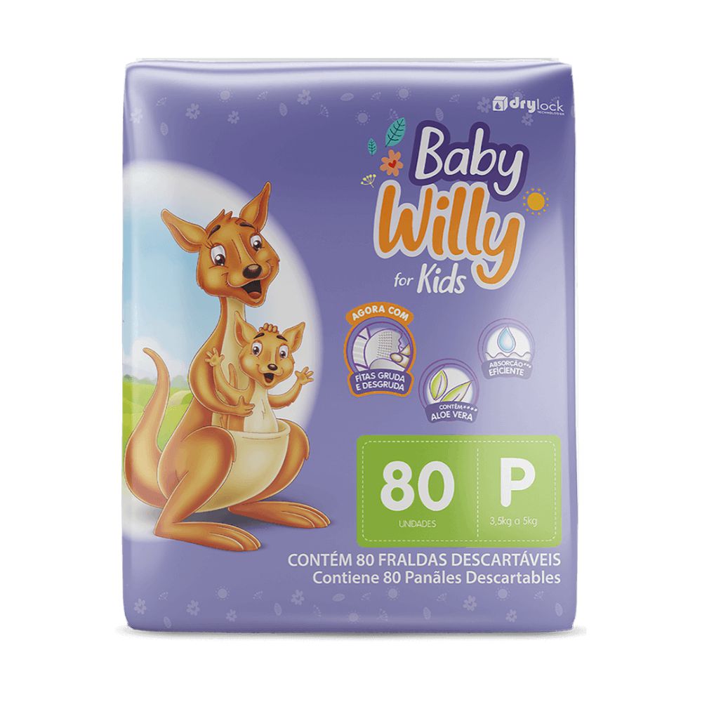 Fralda Baby Willy For Kids Hiper - Tamanho M c/70 unidades - JMC Fraldas