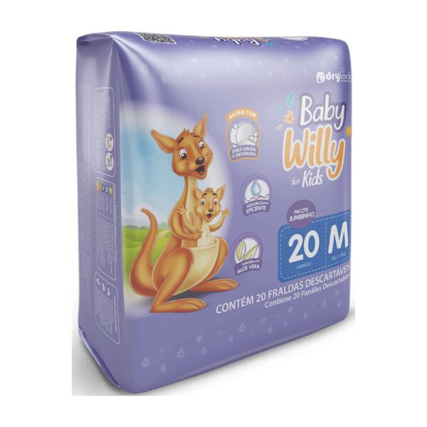 Fralda Baby Willy For Kids Jumbinho - Tamanho M c/20 unidades - JMC Fraldas