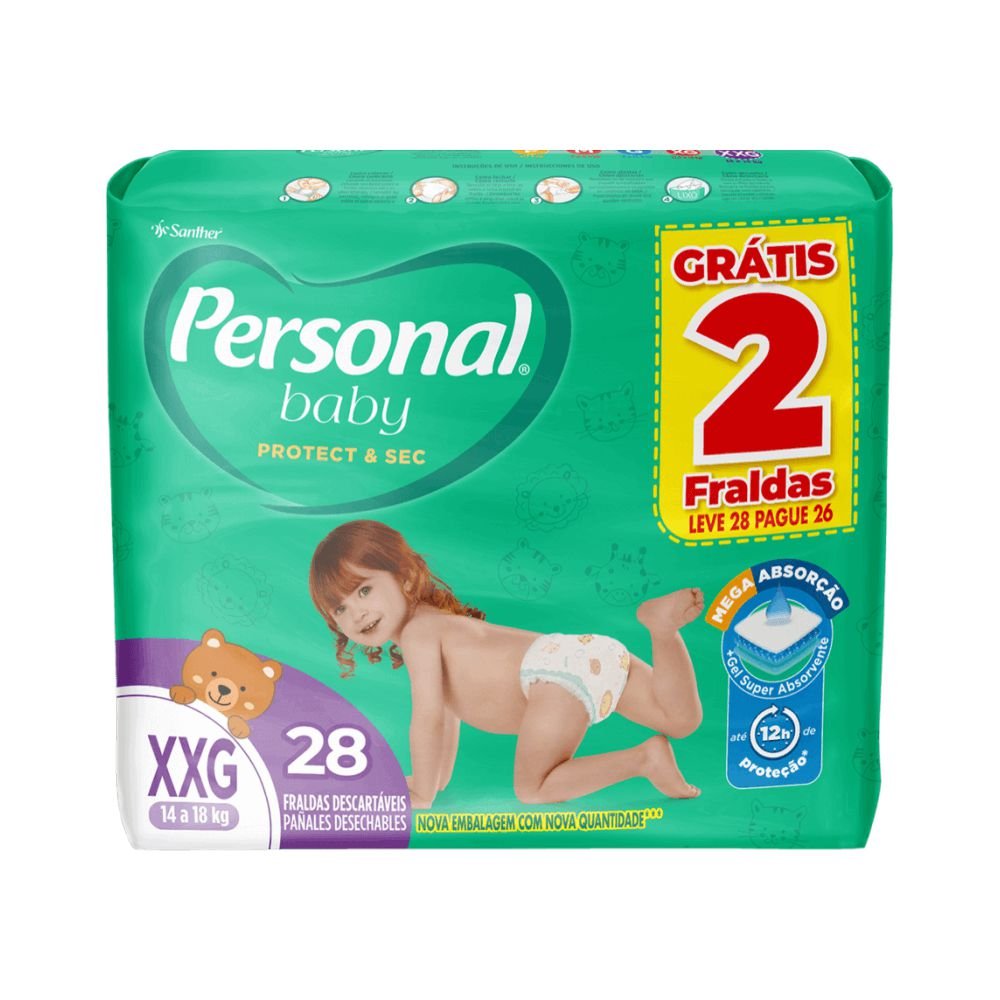 Fralda Personal Baby Jumbo - Tamanho P c/28 unidades - JMC Fraldas